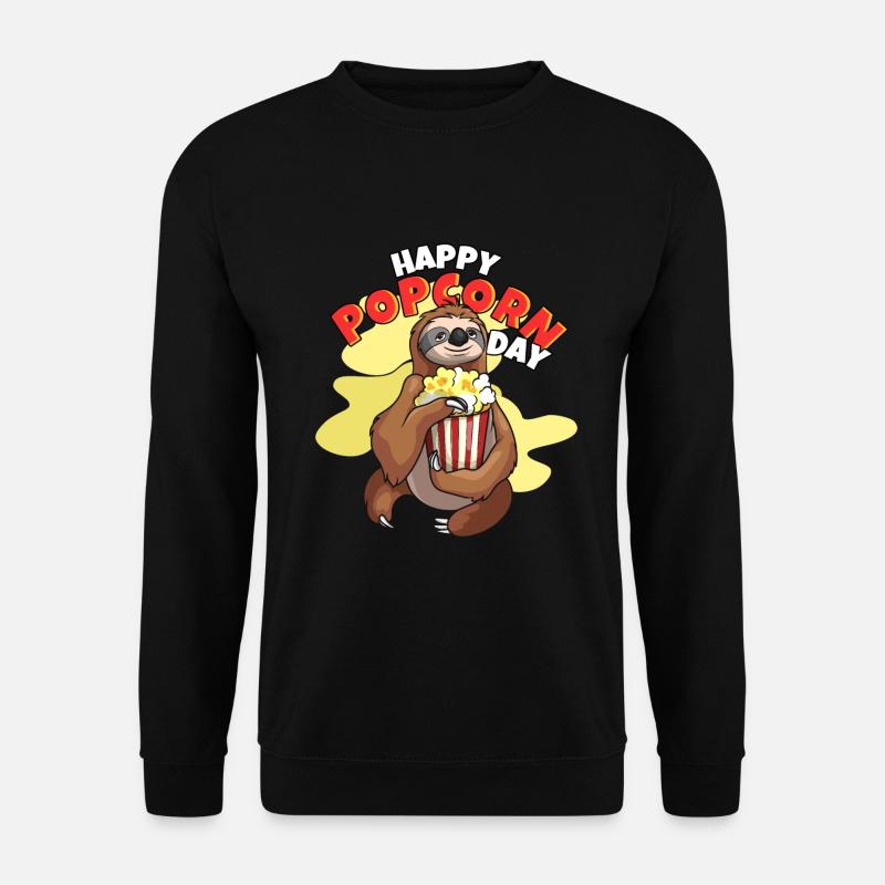 Happy Popcorn Day Sloth Popcorn - Sweat-shirt Unisexe - noir