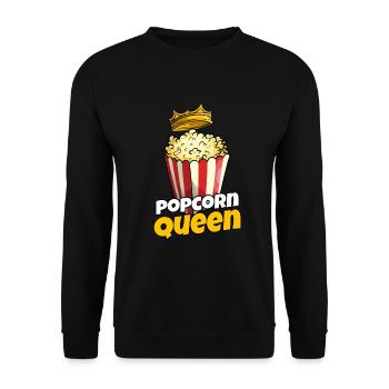 Popcorn-Königin - Unisex Pullover - Schwarz - Vorne - Alina (178cm) & Michal (187cm)