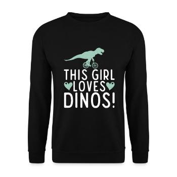 Dinosaurier Geschenk Dino Liebhaber Geschenk - Unisex Pullover - Schwarz - Vorne - Alina (178cm) & Michal (187cm)