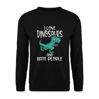 Dinosaurier Geschenk Dino Liebhaber Geschenk - Unisex Pullover - Schwarz - Vorne - Alina (178cm) & Michal (187cm)
