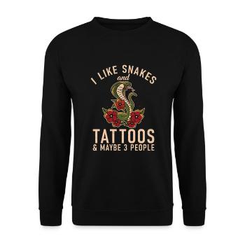 Snake Gift Snake Lover - Unisex Sweatshirt - black - Front - Alina (178cm) & Michal (187cm)