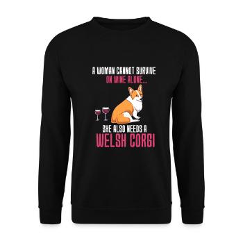 Corgi gallois - Sweat-shirt Unisexe - noir - Devant - Alina (178cm) & Michal (187cm)