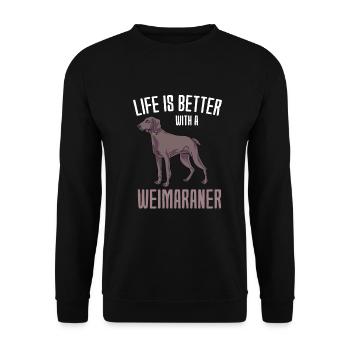 Weimaraner - Unisex Pullover - Schwarz - Vorne - Alina (178cm) & Michal (187cm)