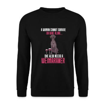 Weimaraner - Unisex Pullover - Schwarz - Vorne - Alina (178cm) & Michal (187cm)