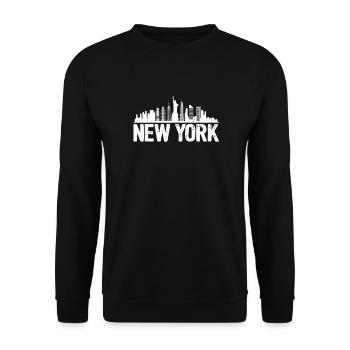 New York Skyline - Unisex Pullover - Schwarz - Vorne - Alina (178cm) & Michal (187cm)