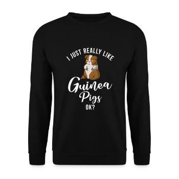 Süßes Meerschweinchen Geschenk - Unisex Pullover - Schwarz - Vorne - Alina (178cm) & Michal (187cm)