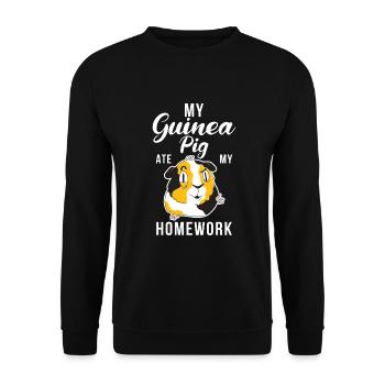 Süßes Meerschweinchen Geschenk - Unisex Pullover - Schwarz - Vorne - Alina (178cm) & Michal (187cm)
