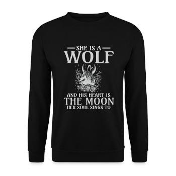Wolf Gifts Wolf Lover - Unisex Sweatshirt - black - Front - Alina (178cm) & Michal (187cm)