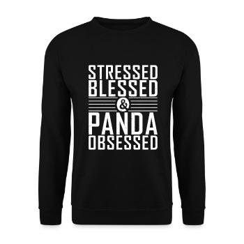 Panda Geschenke Panda Liebhaber - Unisex Pullover - Schwarz - Vorne - Alina (178cm) & Michal (187cm)