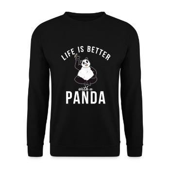 Panda Gifts Panda Lover - Unisex Sweatshirt - black - Front - Alina (178cm) & Michal (187cm)