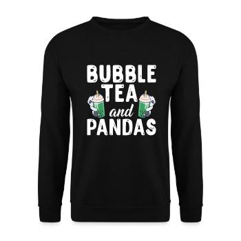 Panda Geschenke Panda Liebhaber - Unisex Pullover - Schwarz - Vorne - Alina (178cm) & Michal (187cm)