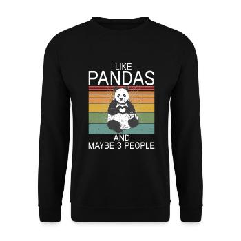 Panda Geschenke Panda Liebhaber - Unisex Pullover - Schwarz - Vorne - Alina (178cm) & Michal (187cm)