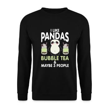 Panda Geschenke Panda Liebhaber - Unisex Pullover - Schwarz - Vorne - Alina (178cm) & Michal (187cm)