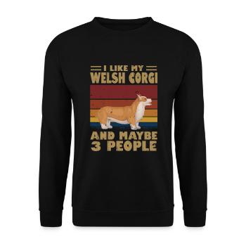 Corgi gallois - Sweat-shirt Unisexe - noir - Devant - Alina (178cm) & Michal (187cm)