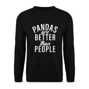 Panda Geschenke Panda Liebhaber - Unisex Pullover - Schwarz - Vorne - Alina (178cm) & Michal (187cm)