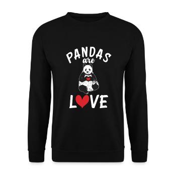 Panda Geschenke Panda Liebhaber - Unisex Pullover - Schwarz - Vorne - Alina (178cm) & Michal (187cm)