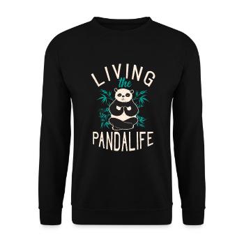 Panda Geschenke Panda Liebhaber - Unisex Pullover - Schwarz - Vorne - Alina (178cm) & Michal (187cm)