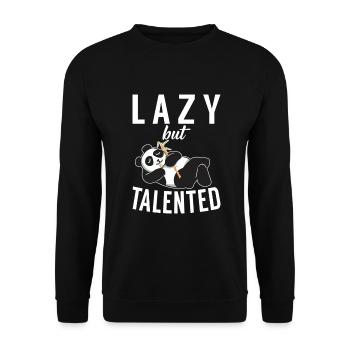 Panda Geschenke Panda Liebhaber - Unisex Pullover - Schwarz - Vorne - Alina (178cm) & Michal (187cm)