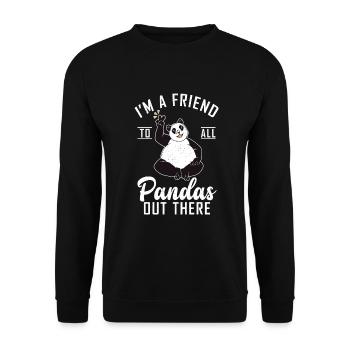 Panda Geschenke Panda Liebhaber - Unisex Pullover - Schwarz - Vorne - Alina (178cm) & Michal (187cm)