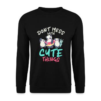 Panda Geschenke Panda Liebhaber - Unisex Pullover - Schwarz - Vorne - Alina (178cm) & Michal (187cm)