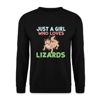 Lizard Lover Lizard Gift Lizard Owner - Unisex Sweatshirt - black - Front - Alina (178cm) & Michal (187cm)