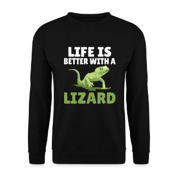 Eidechsenliebhaber Eidechse Geschenk Eidechse Besitzer - Unisex Pullover - Schwarz - Vorne - Alina (178cm) & Michal (187cm)