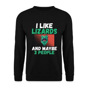 Eidechsenliebhaber Eidechse Geschenk Eidechse Besitzer - Unisex Pullover - Schwarz - Vorne - Alina (178cm) & Michal (187cm)