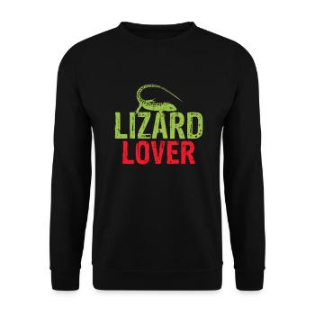 Eidechsenliebhaber Eidechse Geschenk Eidechse Besitzer - Unisex Pullover - Schwarz - Vorne - Alina (178cm) & Michal (187cm)