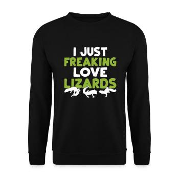 Eidechsenliebhaber Eidechse Geschenk Eidechse Besitzer - Unisex Pullover - Schwarz - Vorne - Alina (178cm) & Michal (187cm)