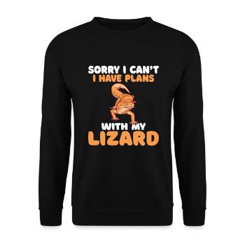 Eidechsenliebhaber Eidechse Geschenk Eidechse Besitzer - Unisex Pullover - Schwarz - Vorne - Alina (178cm) & Michal (187cm)