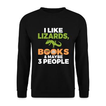 Eidechsenliebhaber Eidechse Geschenk Eidechse Besitzer - Unisex Pullover - Schwarz - Vorne - Alina (178cm) & Michal (187cm)
