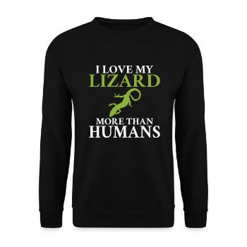 Eidechsenliebhaber Eidechse Geschenk Eidechse Besitzer - Unisex Pullover - Schwarz - Vorne - Alina (178cm) & Michal (187cm)