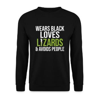 Eidechsenliebhaber Eidechse Geschenk Eidechse Besitzer - Unisex Pullover - Schwarz - Vorne - Alina (178cm) & Michal (187cm)