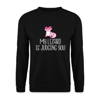 Eidechsenliebhaber Eidechse Geschenk Eidechse Besitzer - Unisex Pullover - Schwarz - Vorne - Alina (178cm) & Michal (187cm)