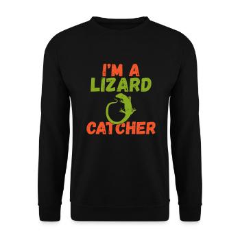 Eidechsenliebhaber Eidechse Geschenk Eidechse Besitzer - Unisex Pullover - Schwarz - Vorne - Alina (178cm) & Michal (187cm)