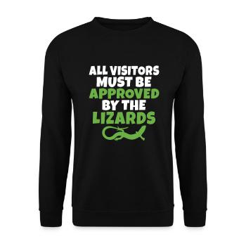 Eidechsenliebhaber Eidechse Geschenk Eidechse Besitzer - Unisex Pullover - Schwarz - Vorne - Alina (178cm) & Michal (187cm)