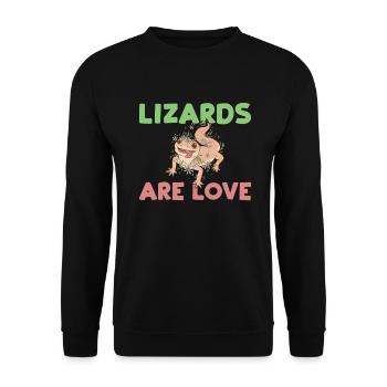 Eidechsenliebhaber Eidechse Geschenk Eidechse Besitzer - Unisex Pullover - Schwarz - Vorne - Alina (178cm) & Michal (187cm)