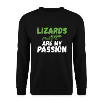 Eidechsenliebhaber Eidechse Geschenk Eidechse Besitzer - Unisex Pullover - Schwarz - Vorne - Alina (178cm) & Michal (187cm)
