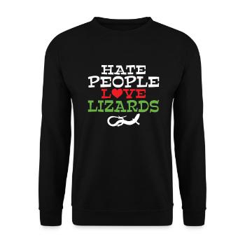 Eidechsenliebhaber Eidechse Geschenk Eidechse Besitzer - Unisex Pullover - Schwarz - Vorne - Alina (178cm) & Michal (187cm)