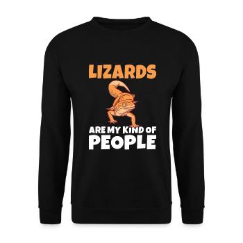 Eidechsenliebhaber Eidechse Geschenk Eidechse Besitzer - Unisex Pullover - Schwarz - Vorne - Alina (178cm) & Michal (187cm)