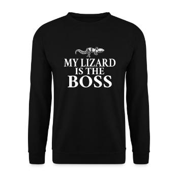 Eidechsenliebhaber Eidechse Geschenk Eidechse Besitzer - Unisex Pullover - Schwarz - Vorne - Alina (178cm) & Michal (187cm)