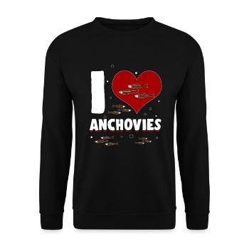 Sardellen Fische Sardinien Geschenk - Unisex Pullover - Schwarz - Vorne - Alina (178cm) & Michal (187cm)