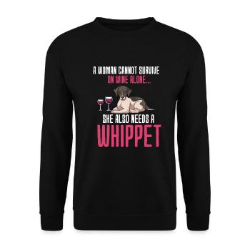 Whippet - Unisex Pullover - Schwarz - Vorne - Alina (178cm) & Michal (187cm)