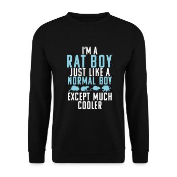 Rattenbesitzer Geschenk Rattenliebhaber - Unisex Pullover - Schwarz - Vorne - Alina (178cm) & Michal (187cm)
