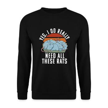 Rattenbesitzer Geschenk Rattenliebhaber - Unisex Pullover - Schwarz - Vorne - Alina (178cm) & Michal (187cm)