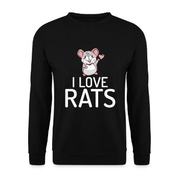 Rattenbesitzer Geschenk Ratten Liebhaber - Unisex Pullover - Schwarz - Vorne - Alina (178cm) & Michal (187cm)
