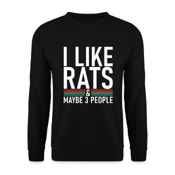 Rattenbesitzer Geschenk Ratten Liebhaber - Unisex Pullover - Schwarz - Vorne - Alina (178cm) & Michal (187cm)