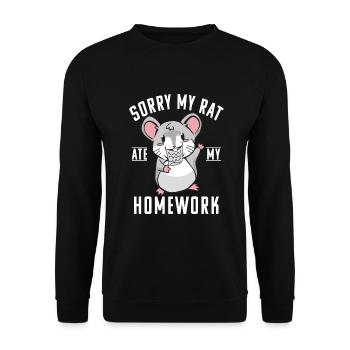 Rattenbesitzer Geschenk Ratten Liebhaber - Unisex Pullover - Schwarz - Vorne - Alina (178cm) & Michal (187cm)