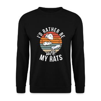 Rattenbesitzer Geschenk Ratten Liebhaber - Unisex Pullover - Schwarz - Vorne - Alina (178cm) & Michal (187cm)
