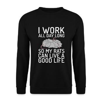 Rattenbesitzer Geschenk Ratten Liebhaber - Unisex Pullover - Schwarz - Vorne - Alina (178cm) & Michal (187cm)